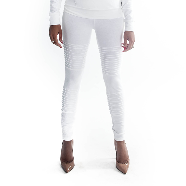 White Moto Leggings