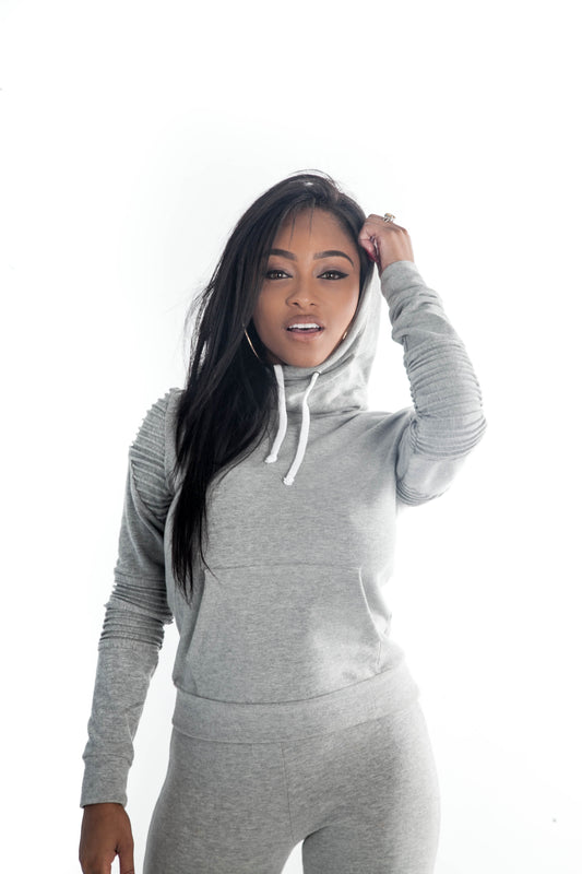 Grey Moto Hoodie