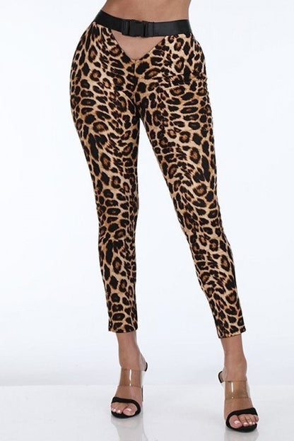 Buckle Leopard Pants