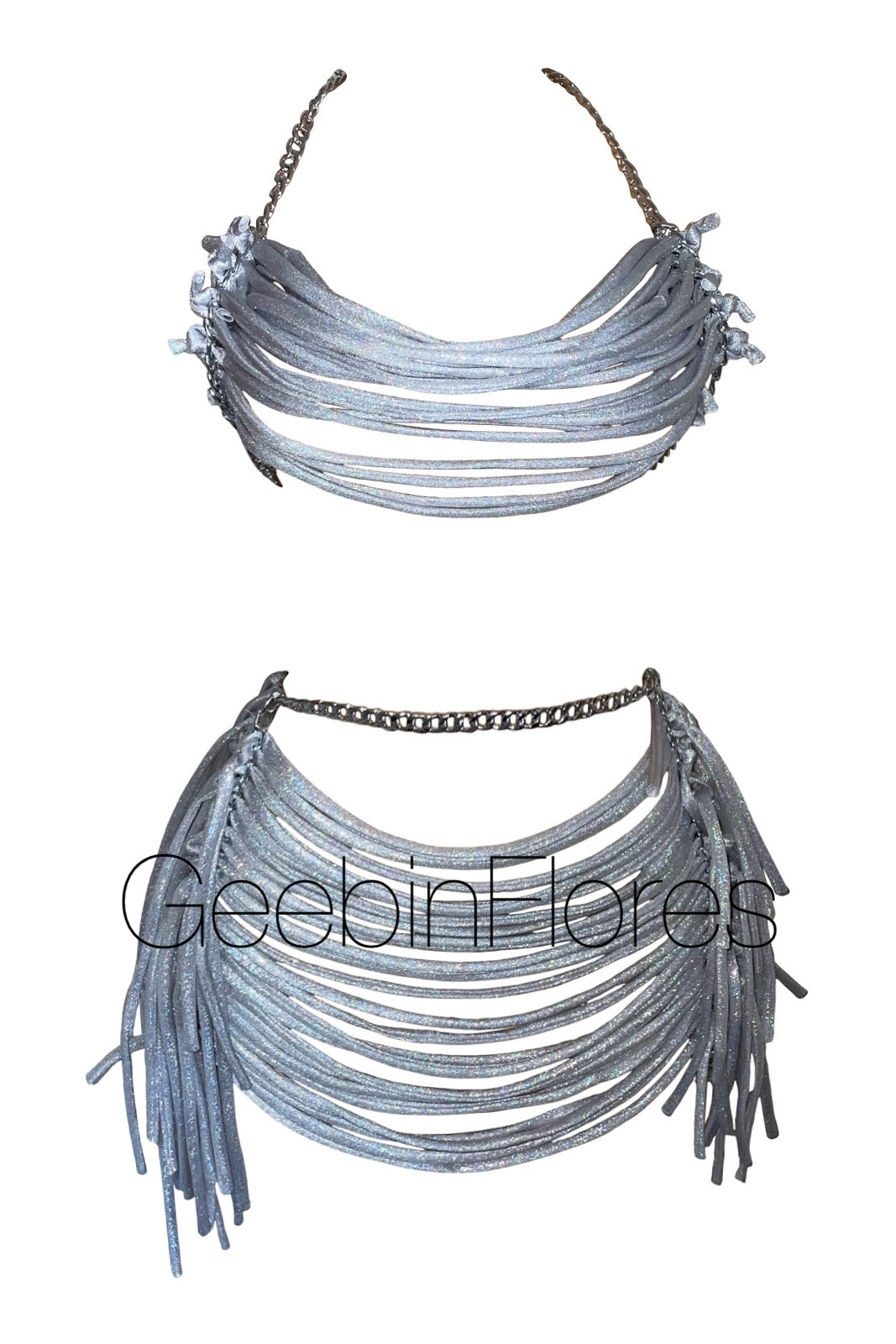 Silver Strappy Candela Set